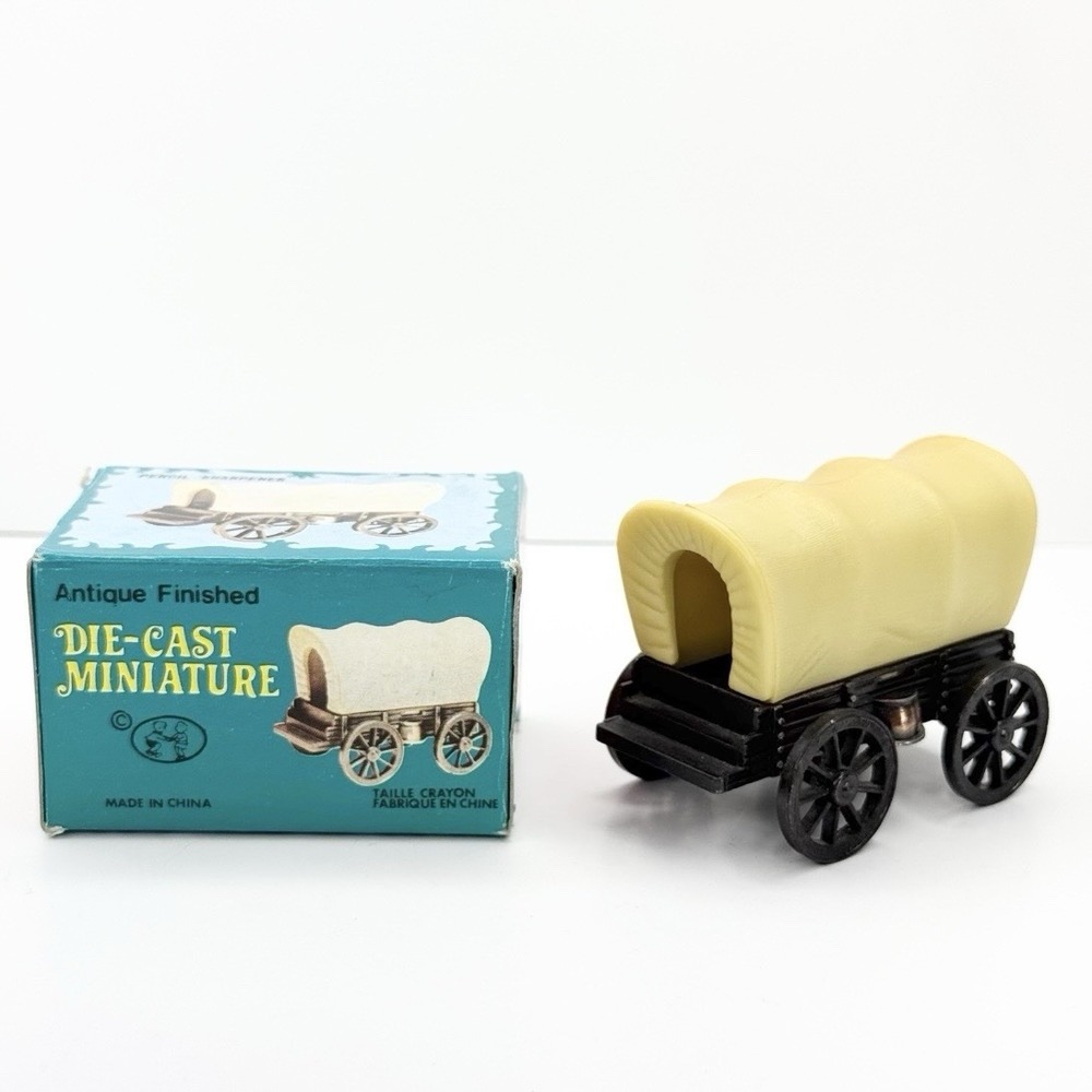 Vintage Antique Finish Die-Cast Miniature Pencil Covered Wagon - Picture 2 of 11